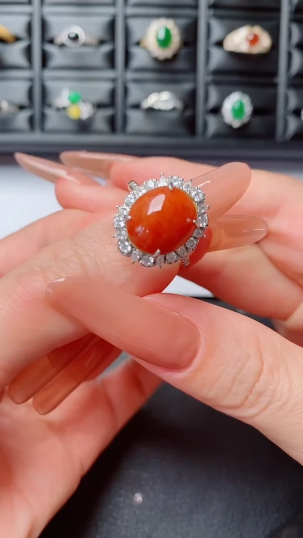 银S925镶嵌戒指翡翠...