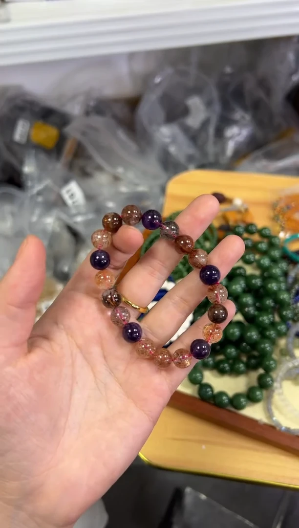【闪购商品】水晶手链未镶嵌浓郁多宝超七圆珠手链[0813]