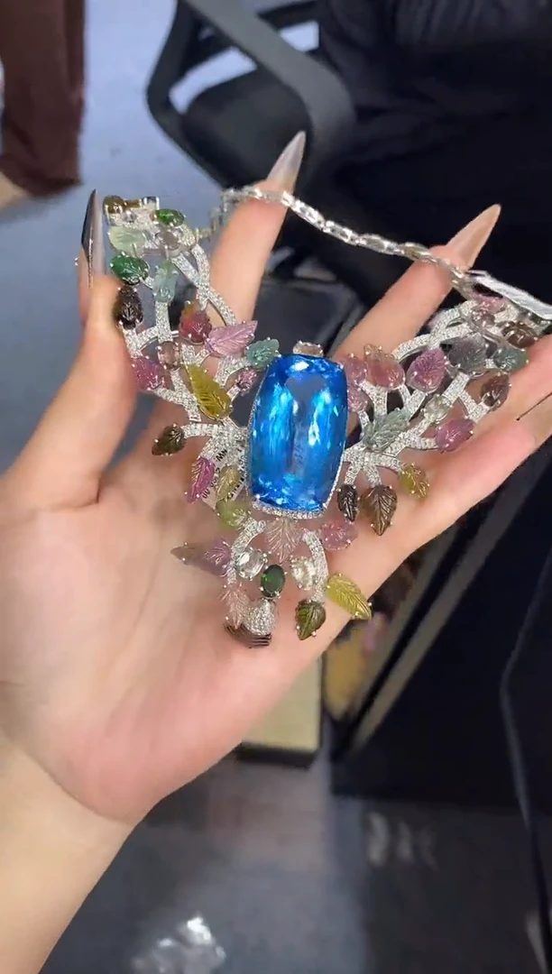 银S925镶嵌项链定制托帕石楚楚珠宝中古甄选不退换