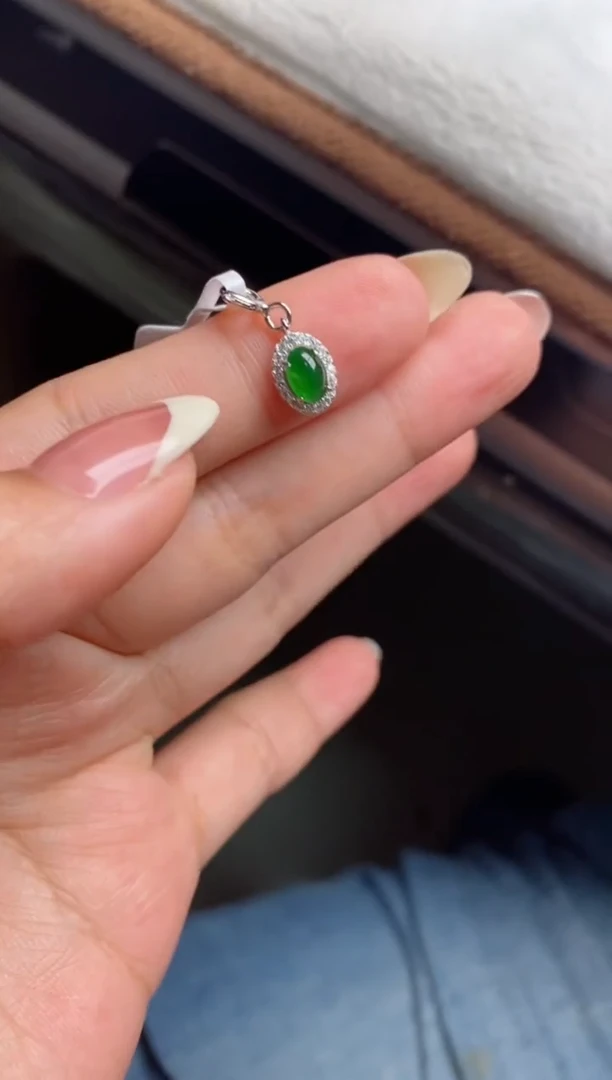 银S925镶嵌戒指翡翠-*-天然A货翡翠