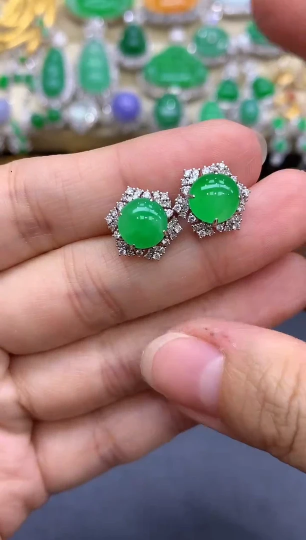 18K金镶嵌翡翠耳饰440-中国好珍宝