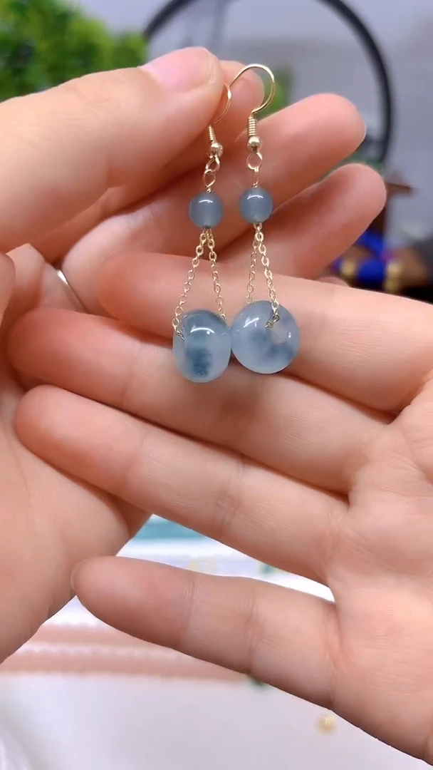 翡翠14K金镶嵌耳饰E764