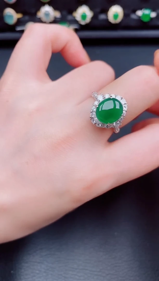 【闪购商品】翡翠戒指银S925镶嵌天然a货翡翠159