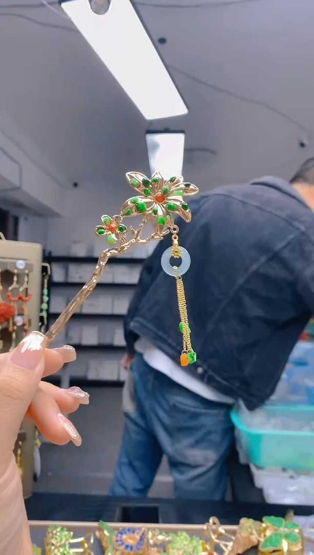 【闪购商品】翡翠耳饰合金279翡翠发簪
