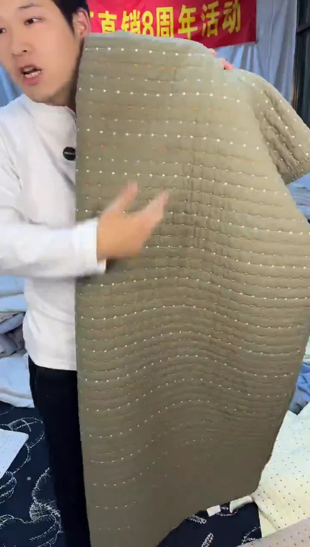 棉军绿色米粒秀230*250单床盖