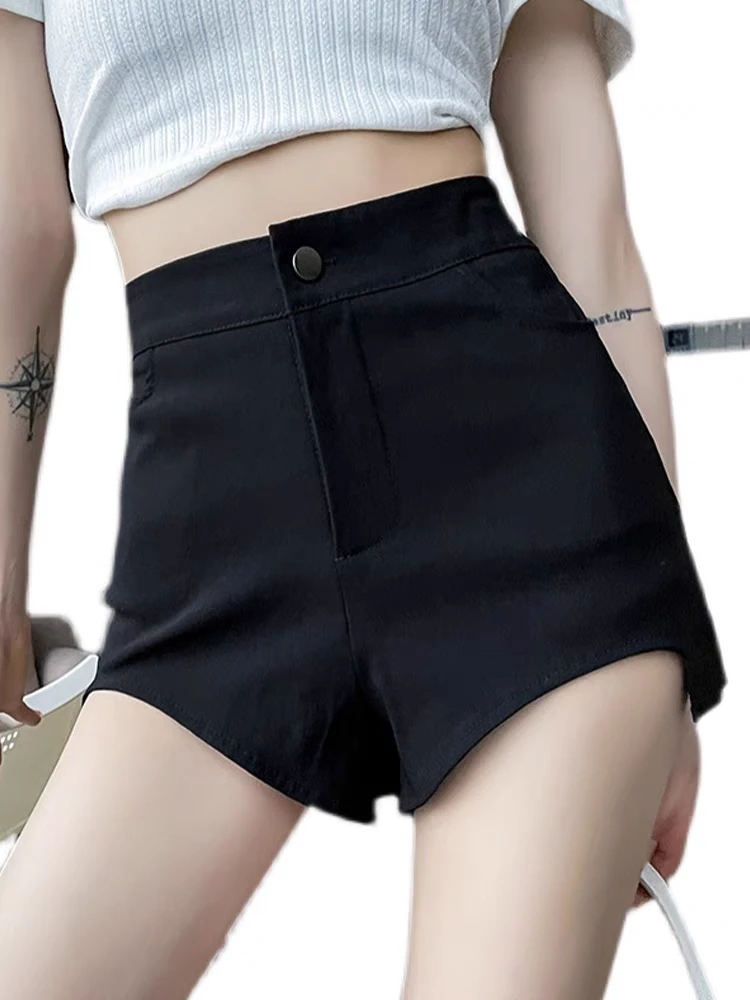 奶瓶家大码黑色紧身A字短裤新款设计感不规则阔腿裤高腰性感热裤