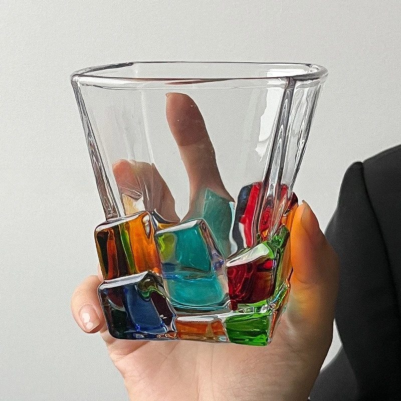 大圣中古vintage彩绘杯小众手绘手工威士忌杯子意大利设计师网红