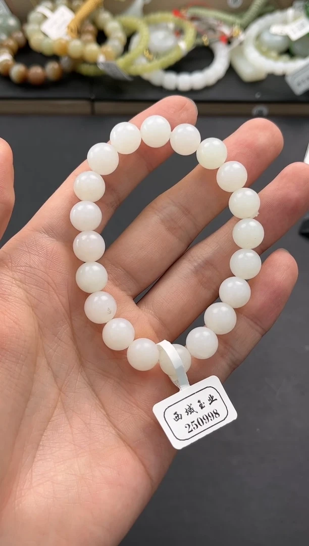 未镶嵌手串和田玉且末天泰白玉手串卡10微色差