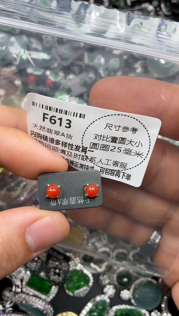 颈饰未镶嵌翡翠F613耳钉