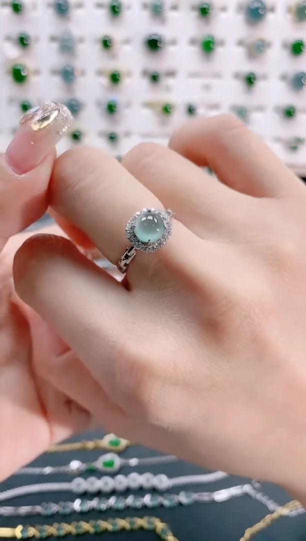 【闪购商品】翡翠戒指银S925镶嵌天然翡翠