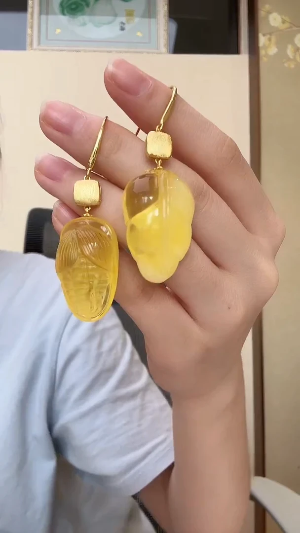 琥珀颈饰未镶嵌耳环