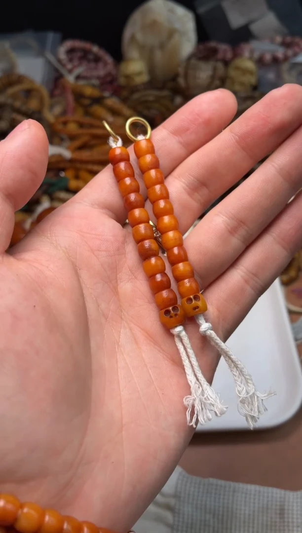 牛骨手串/手链p1459 玉化侧挂1对 有棕裂