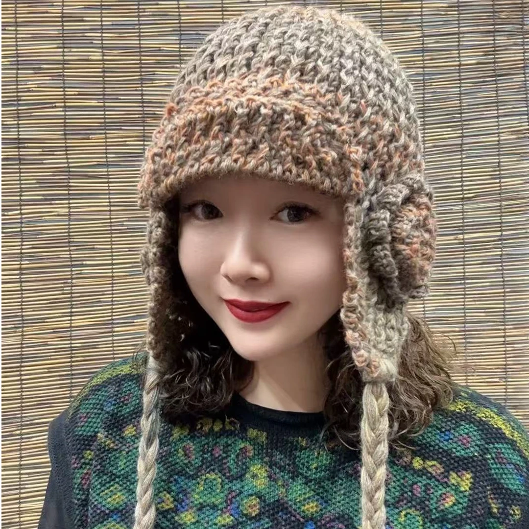 秋冬手工彩色段染耳包帽（同色系发）