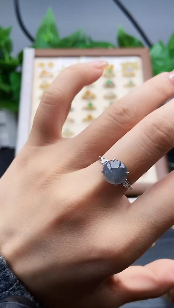 银S925镶嵌戒指翡翠12