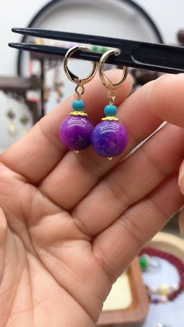 【闪购商品】玛瑙/玉髓耳饰银S925镀金镶嵌158