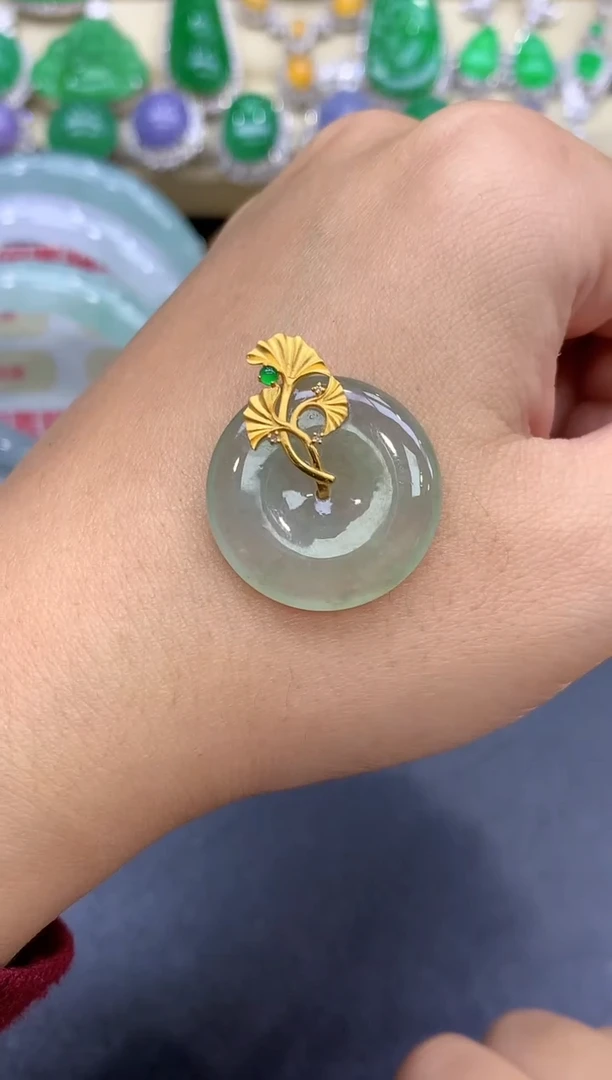 颈饰18K金镶嵌翡翠349-中国好珍宝