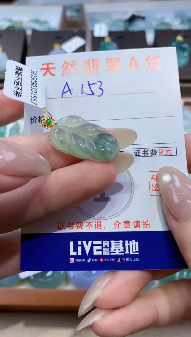 颈饰18K金镶嵌翡翠天然缅甸翡翠A货挂件
