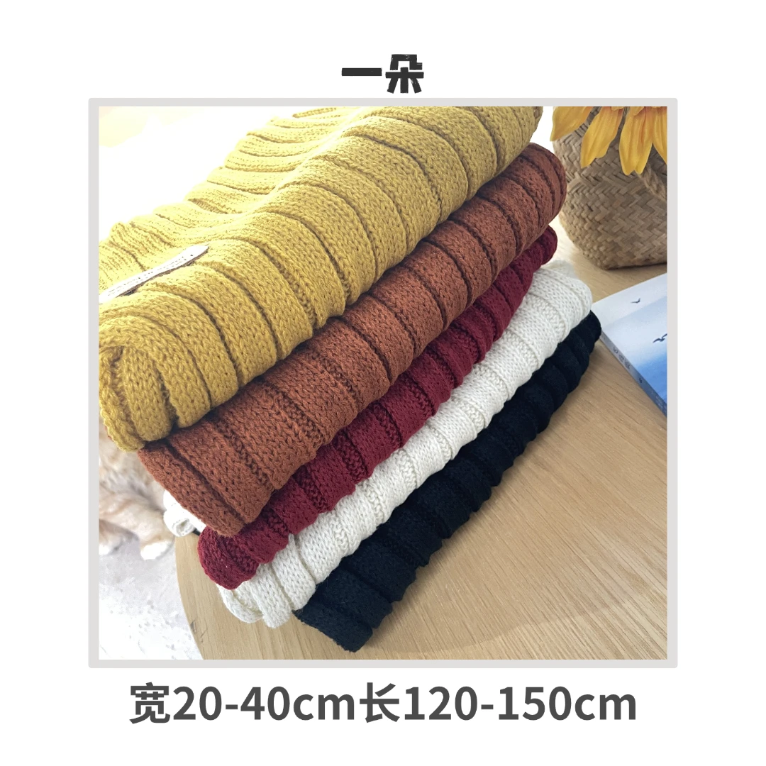 粗坑条毛线针织纯色围巾针织围脖