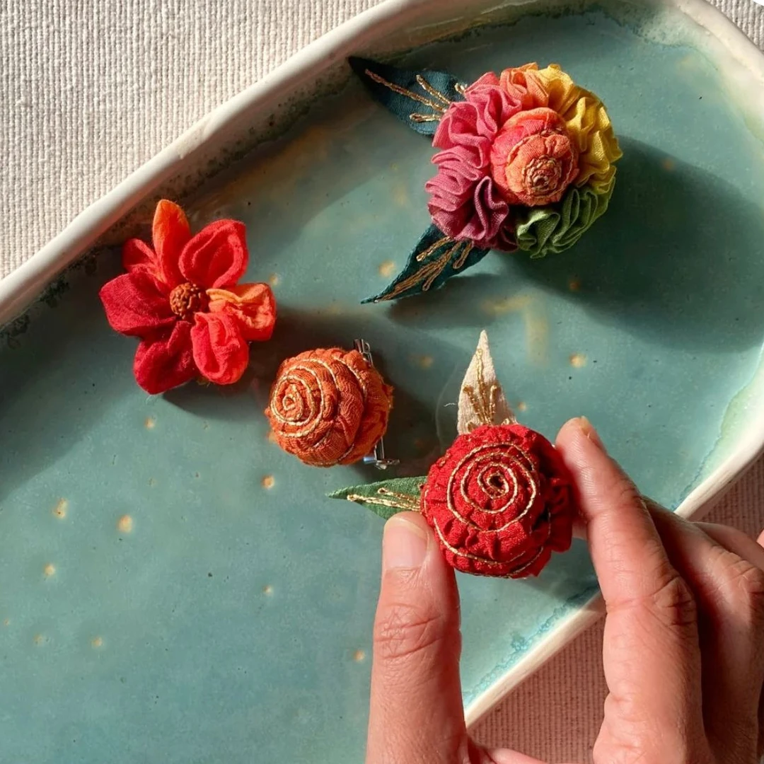 铜合金胸针 巴基斯坦游牧日记粉花胸针时尚百搭气质