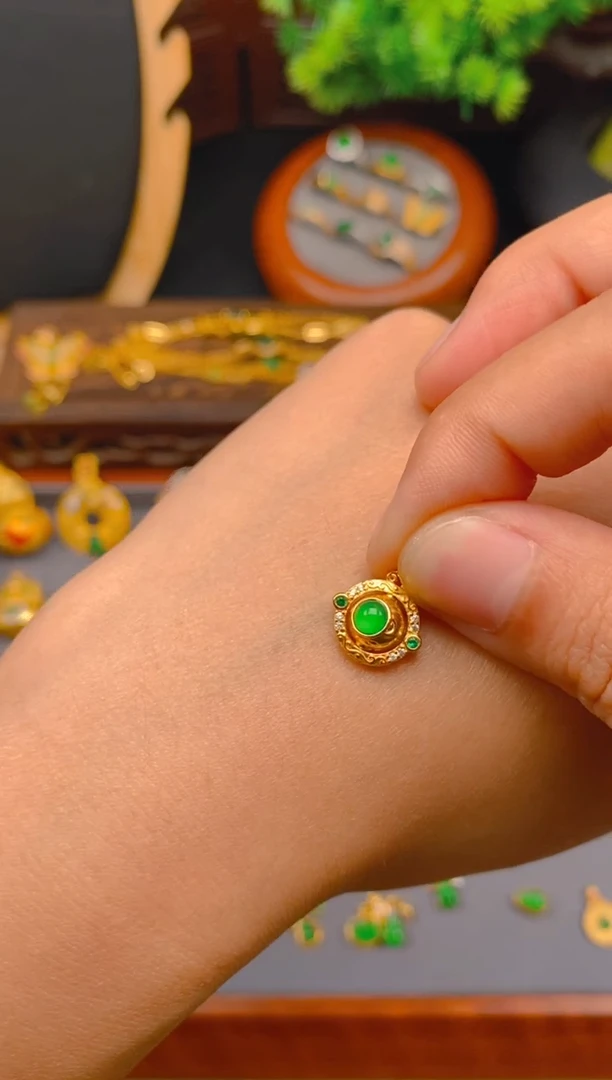 翡翠银S925镶嵌吊坠(不含链)小吊坠