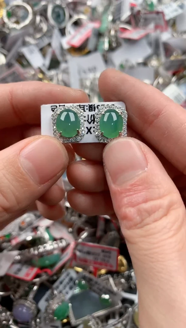 银S925镶嵌戒指翡翠12   1