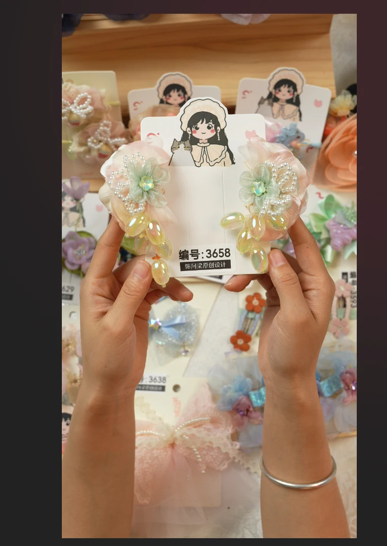 饰阿梁3658黄提抓夹头饰儿童小女孩发夹发饰可爱甜美百搭手工中国