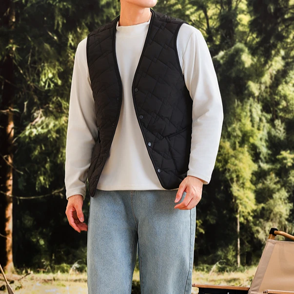 花花/D6-秋冬新款热感衣男士简约保暖马甲