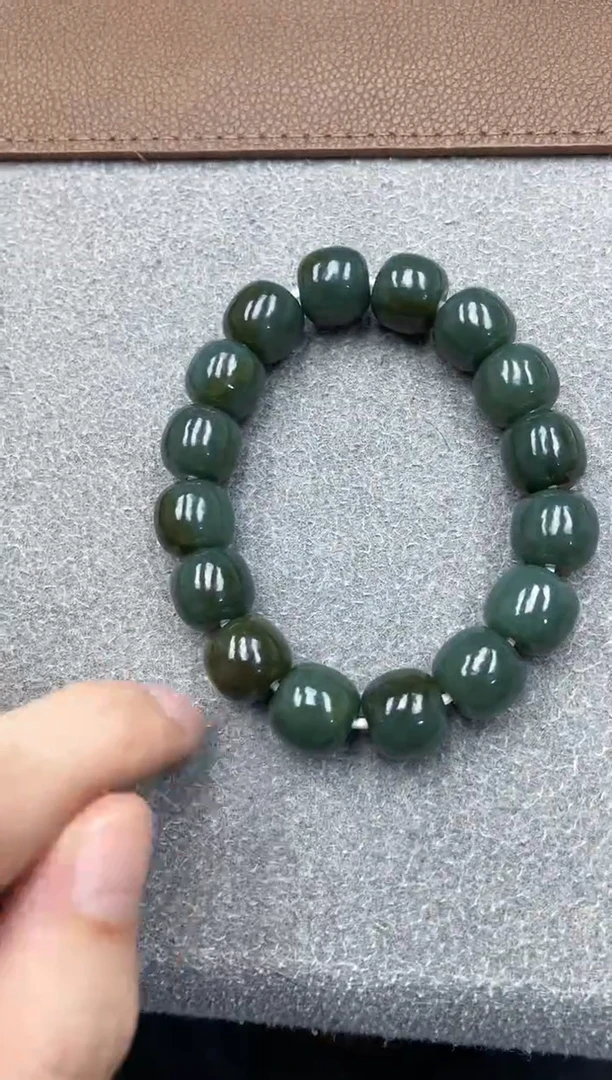 未镶嵌手串和田玉纯天然新疆且末糖青14老型