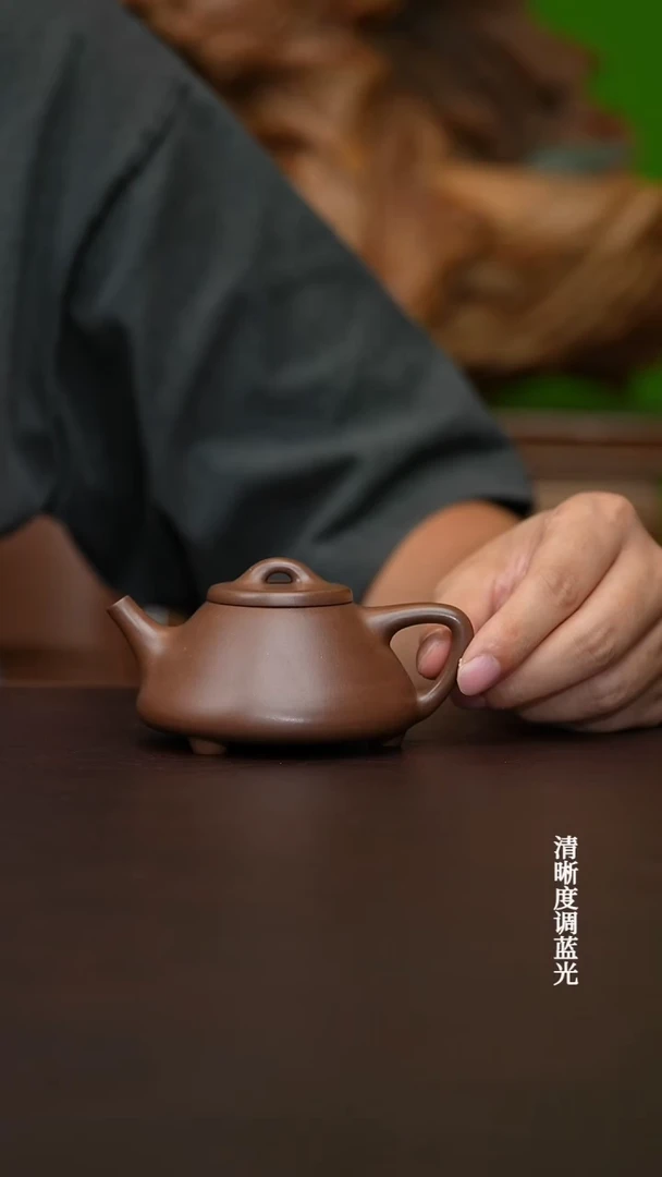 茶壶紫砂宜兴原矿黑紫 子冶石瓢