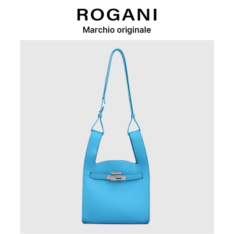 ROGANI夏季手提包单肩搭扣欧美风复古水桶包春夏百搭日系风6661