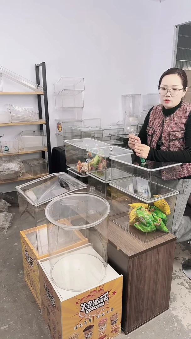 钢化玻璃盖子款爆米花圆桶+底座2套物流自提铲子1
