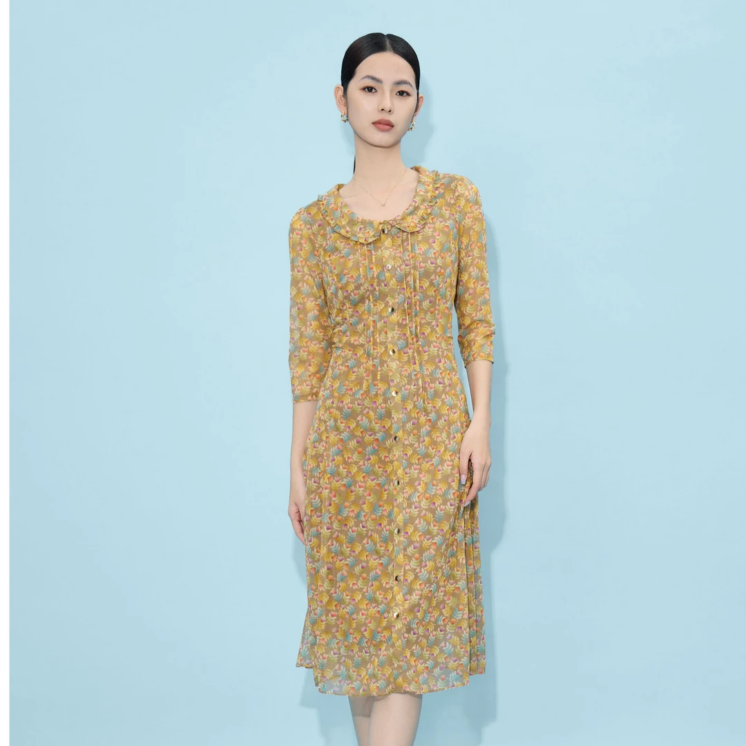 【粉丝专享】马天奴显瘦气质长款修身优雅连衣裙女VHS146DRX0