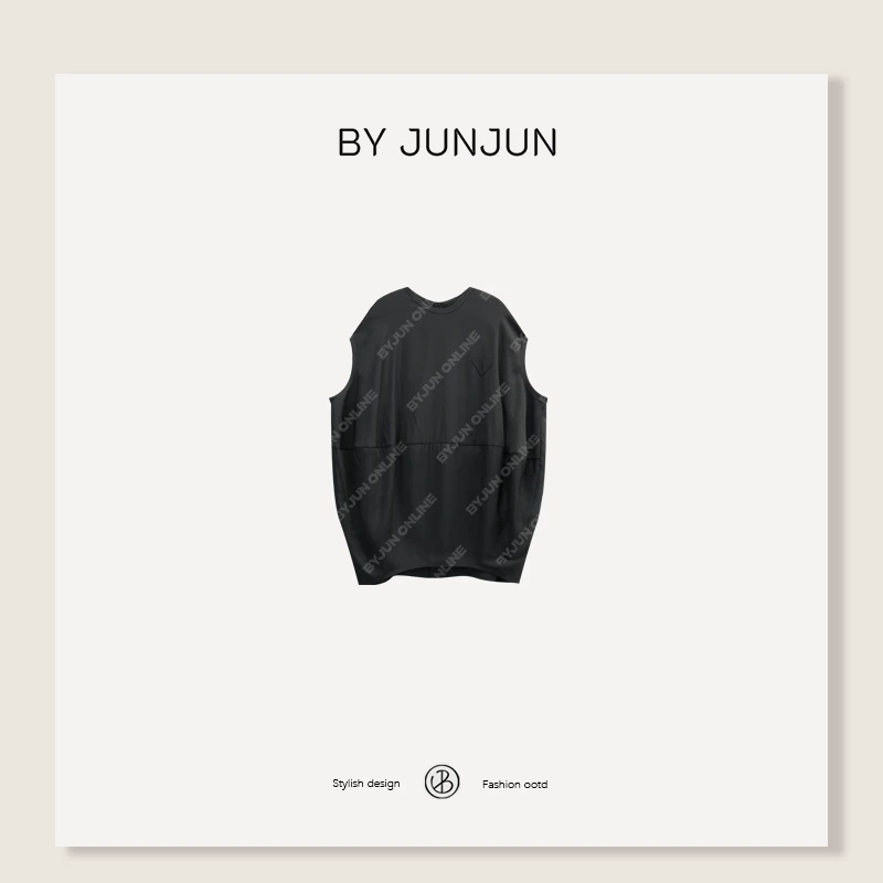 ByJunjun【破茧】立裁拼接藏肉港风连衣裙廓形宽松无袖C25T7165