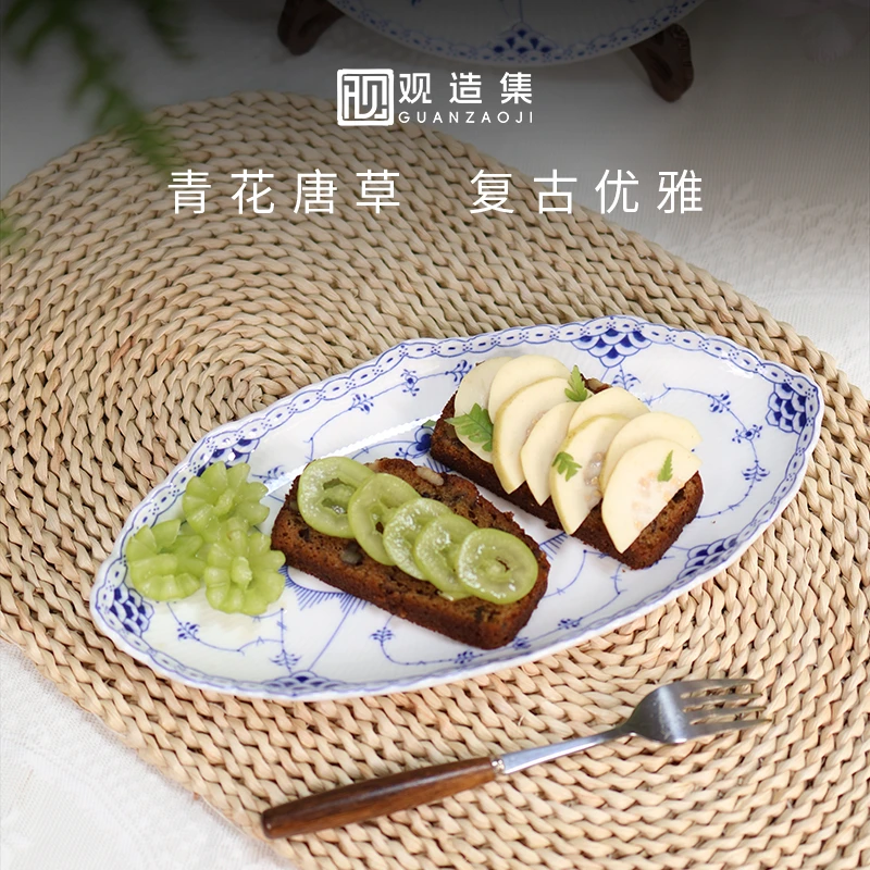 【观造集/万寿春藤】主播强制爱系列景德镇高温白瓷陶瓷异形盘船型