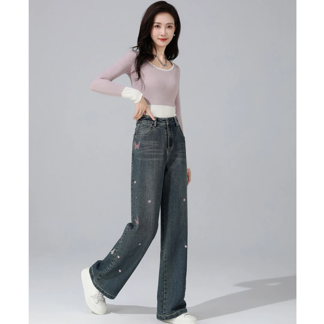 春秋长裤直筒裤牛仔裤秋季女装裤子女士百搭直筒春季休闲休闲裤女