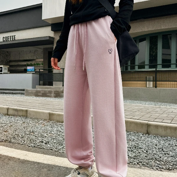25016新款女童卫裤春装阔腿蕾丝裙边柔软宽松长裤