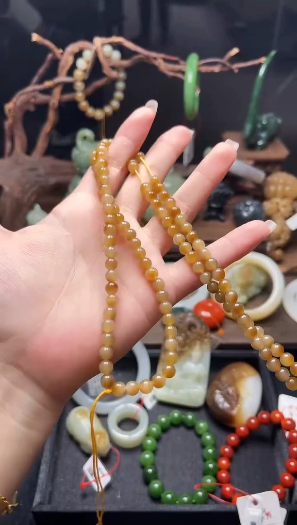 和田玉未镶嵌项链108卡6且末金山糖9008780