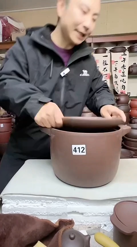 宜兴紫砂微瑕8升筒锅紫泥 412