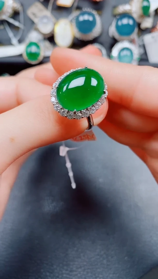 银S925镶嵌戒指翡翠翡翠