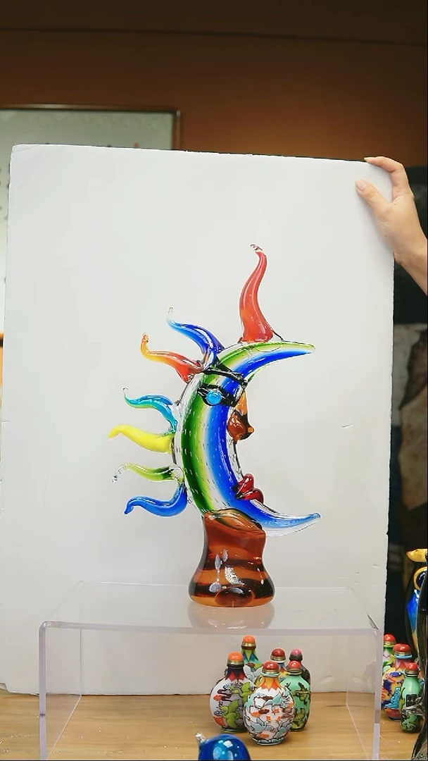手工艺品琉璃月亮摆件