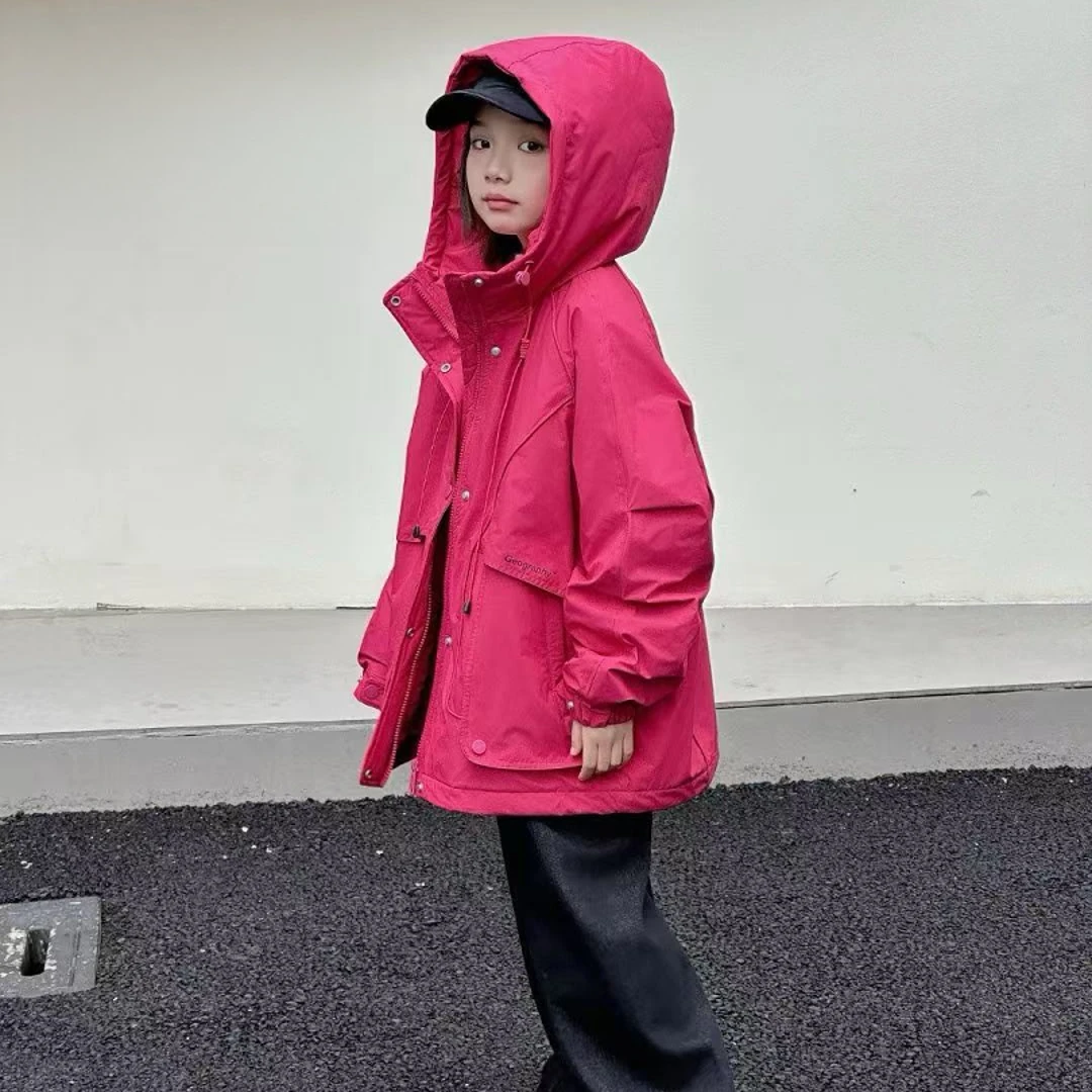 秋冬女童棉外套玫红色 1023驰系