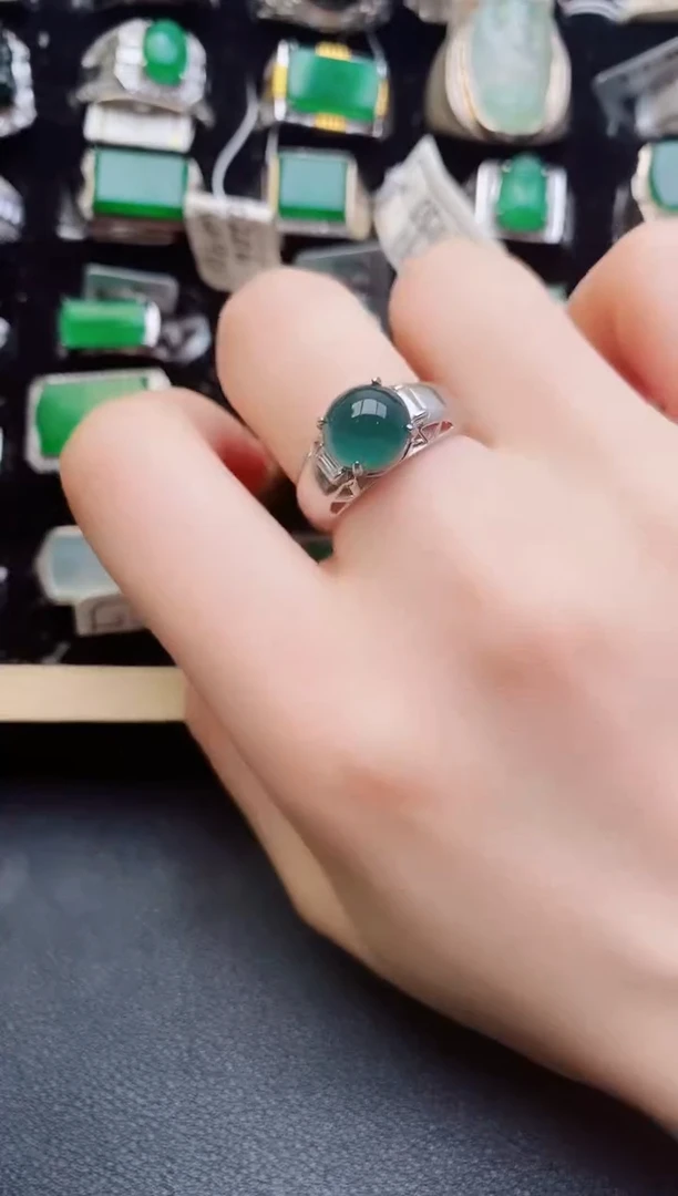 翡翠戒指银S925镶嵌1