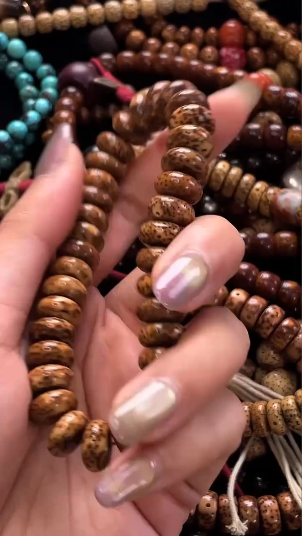 手串星月菩提精工级浅珀花皮药片12*6手串