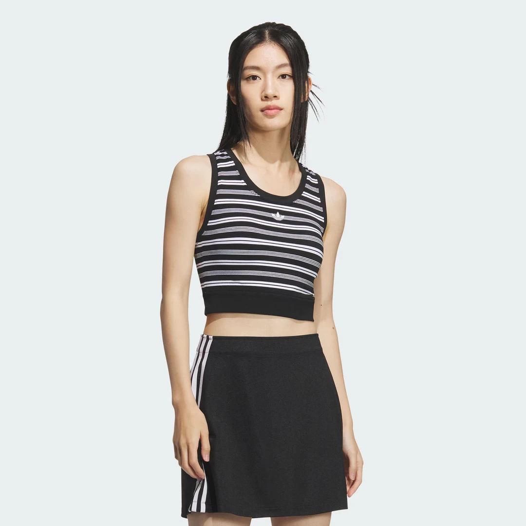 adidas三叶草STRIPED PADDED TANK TOP经典运动背心 KE3722