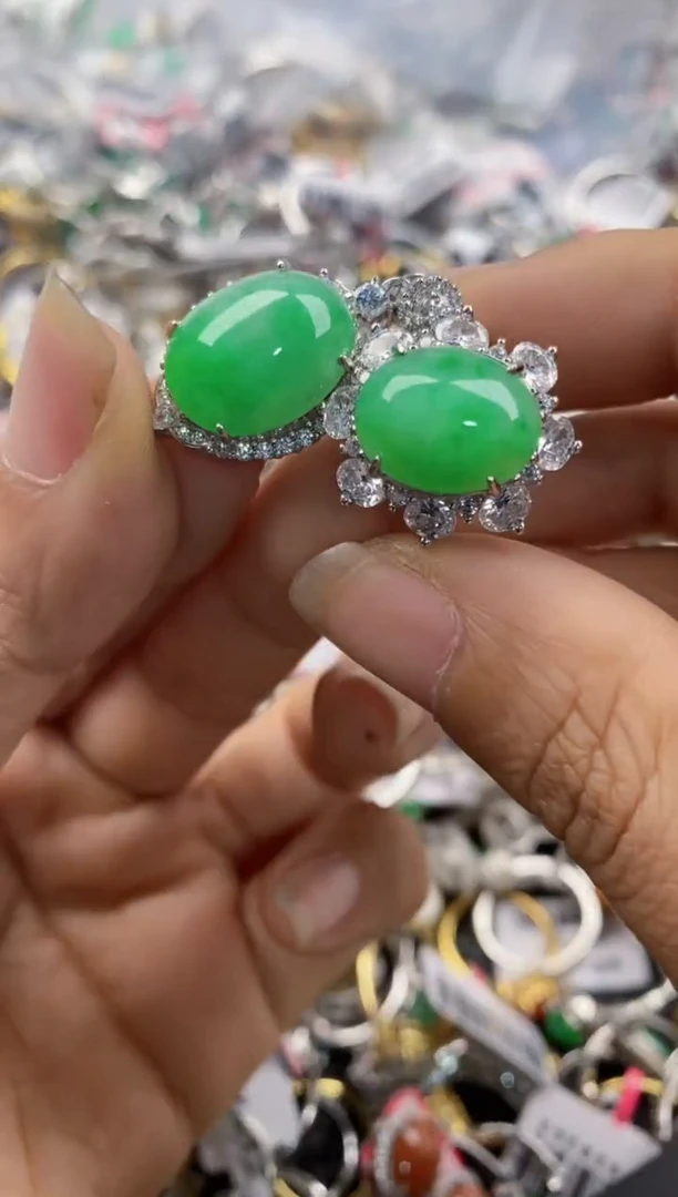 银S925镶嵌戒指翡翠7777              8