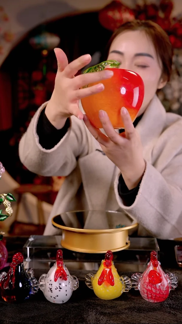 有机玻璃高顿摆件红苹果琉璃摆件