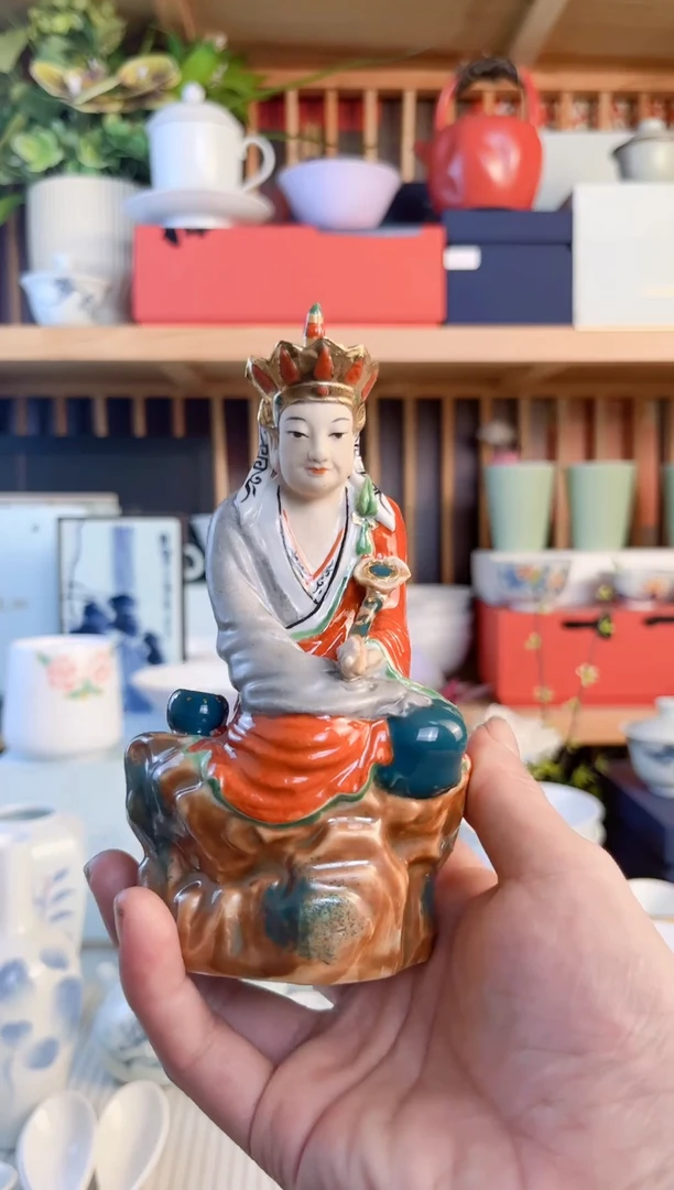 陶圆***滚无语佛瓷雕五彩