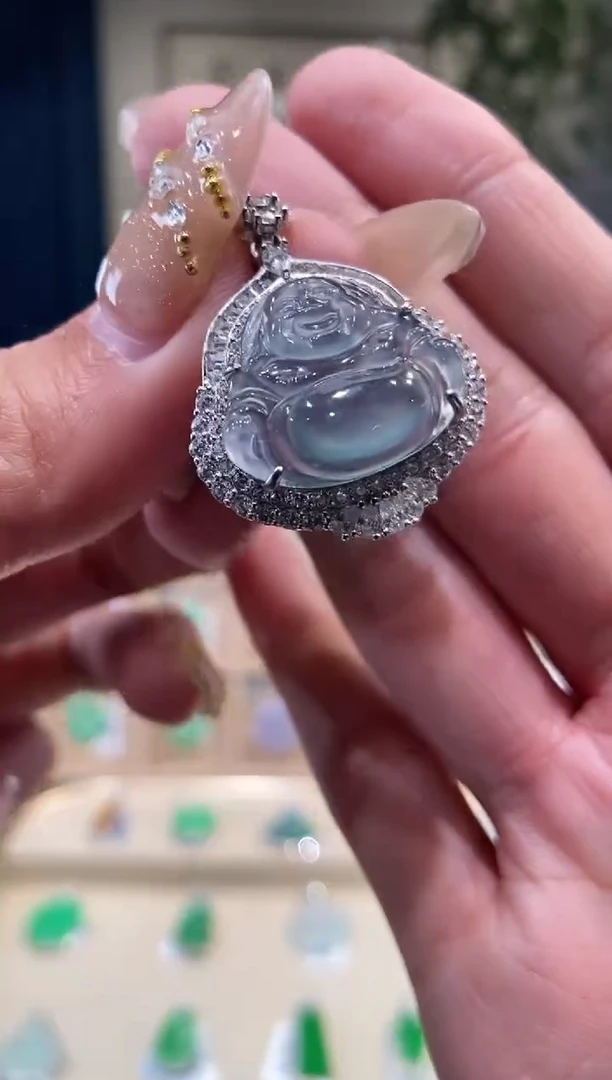 【闪购商品】翡翠吊坠(不含链)银S925镶嵌佛公