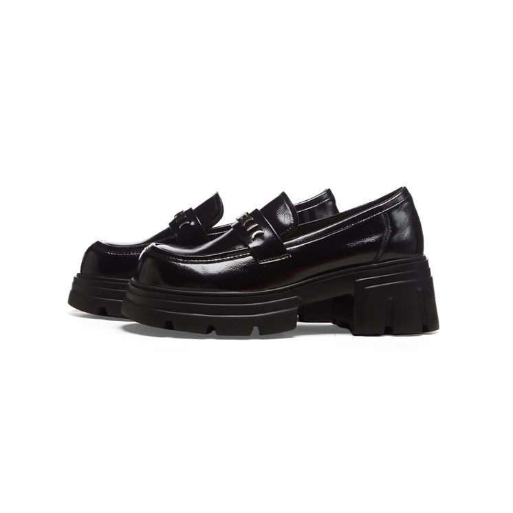 春季新款冷粘工艺舒适乐福鞋女款中跟英伦休闲豆豆鞋女X 1070