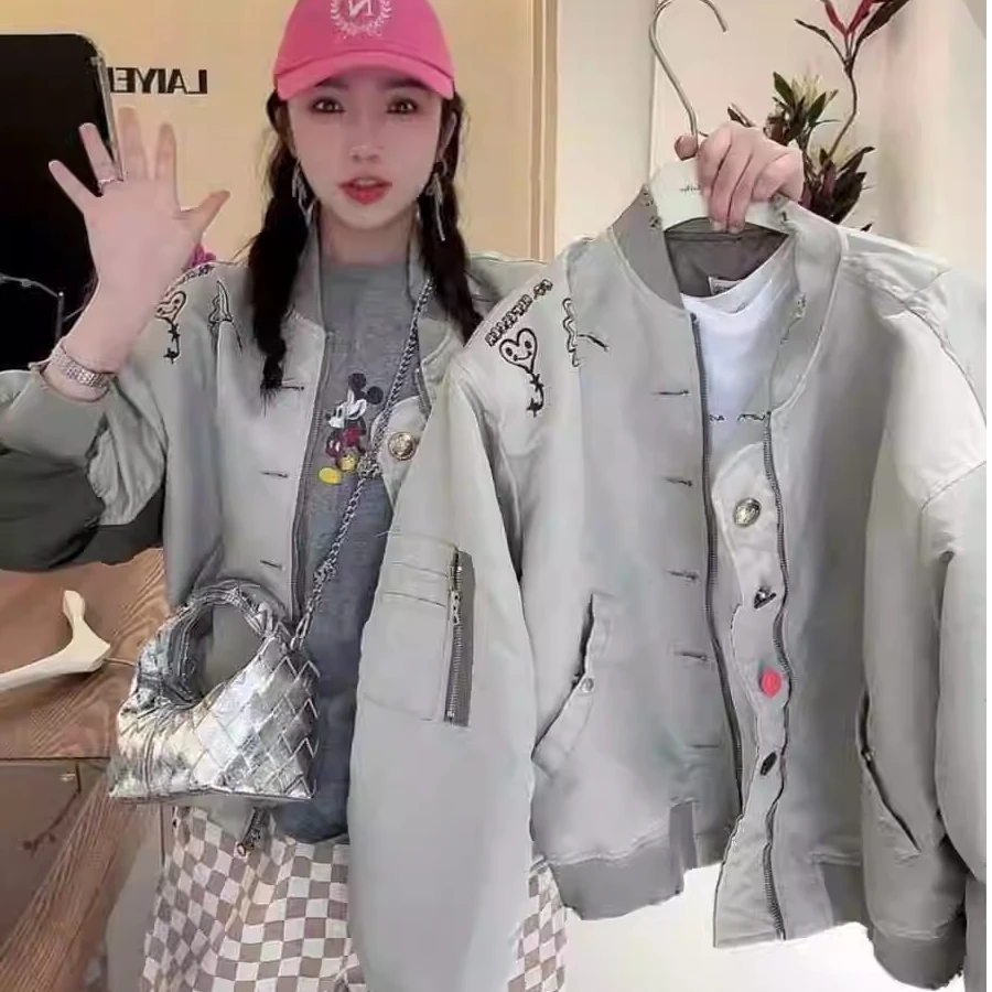 又酷又飒的韩系短款外套女士春秋款独特超好看棒球服2025新款夹克